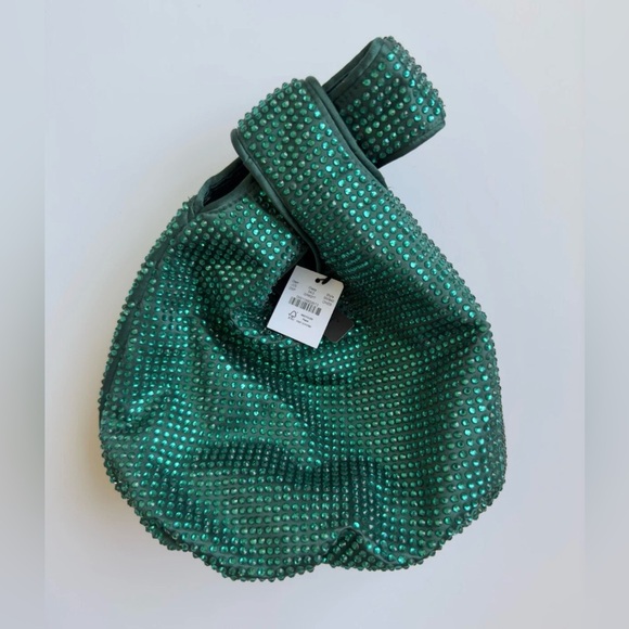 NWT • JCrew • Santorini Emerald Green Crystal beaded pull-through handle handbag - Picture 2 of 2